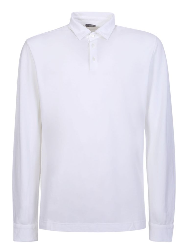 Long Sleeved White Polo Shirt