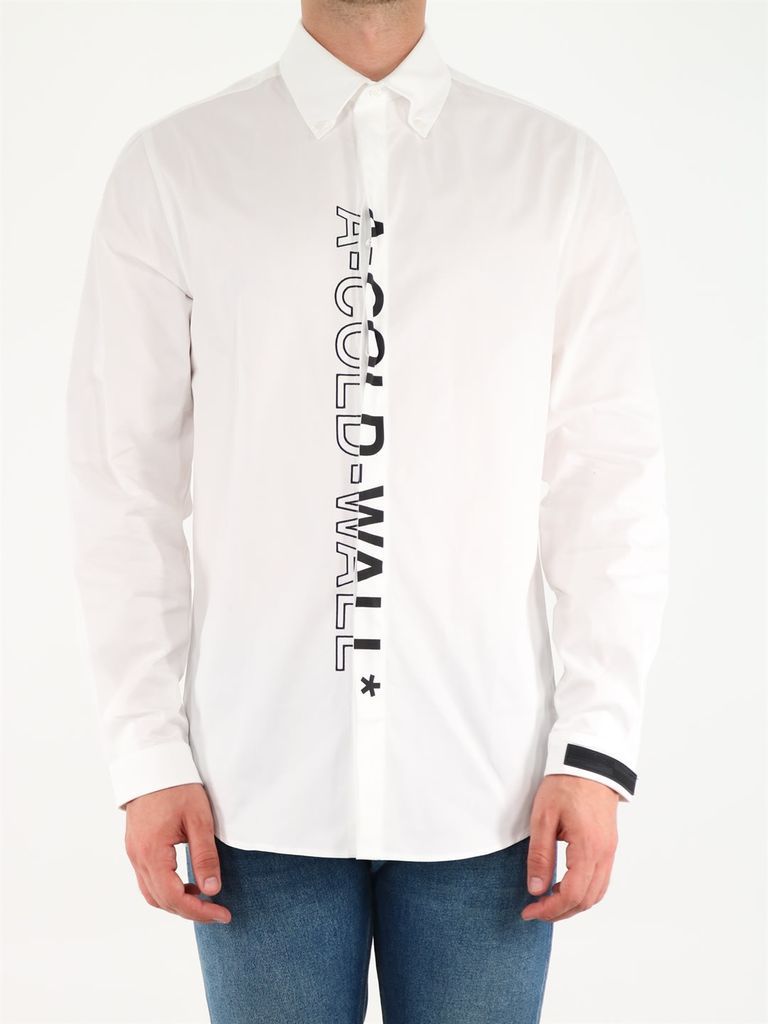 White Shirt With Maxi Vertical Logo