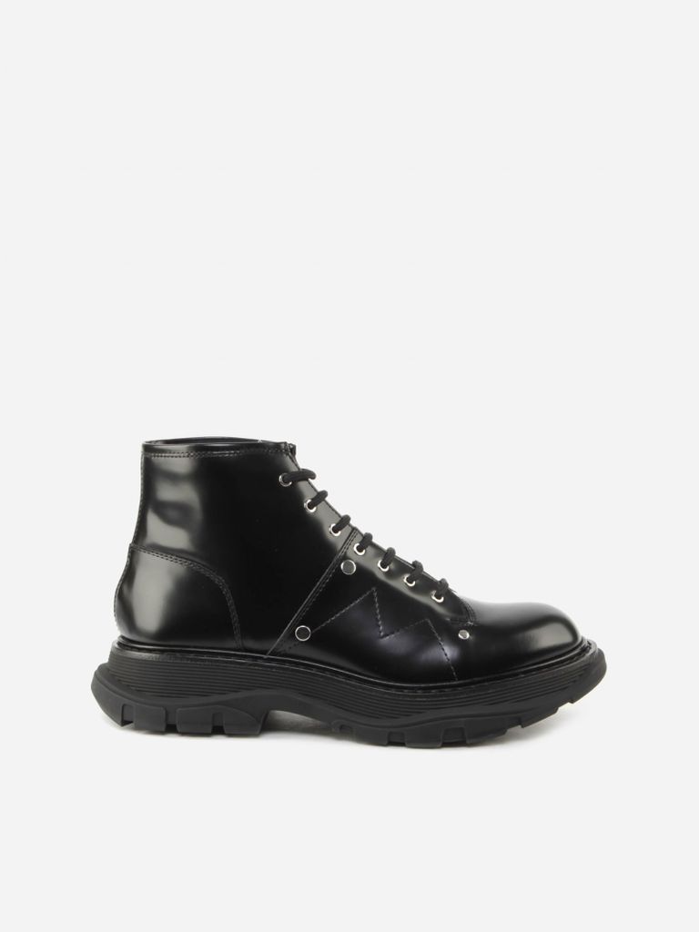 Shiny Black Calfskin Ankle Boots