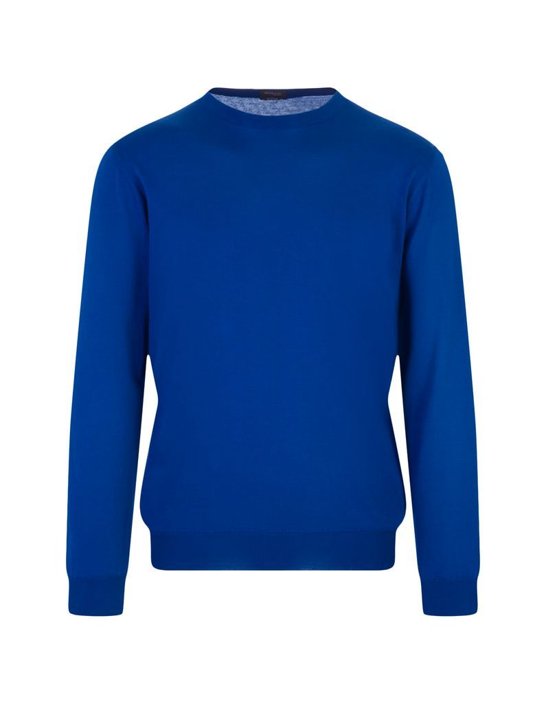 Royal Blue Wool Crew Neck Sweater