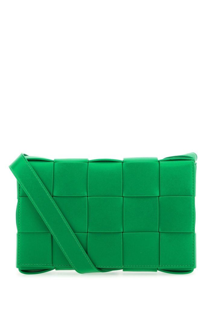Green Leather Cassette Crossbody Bag