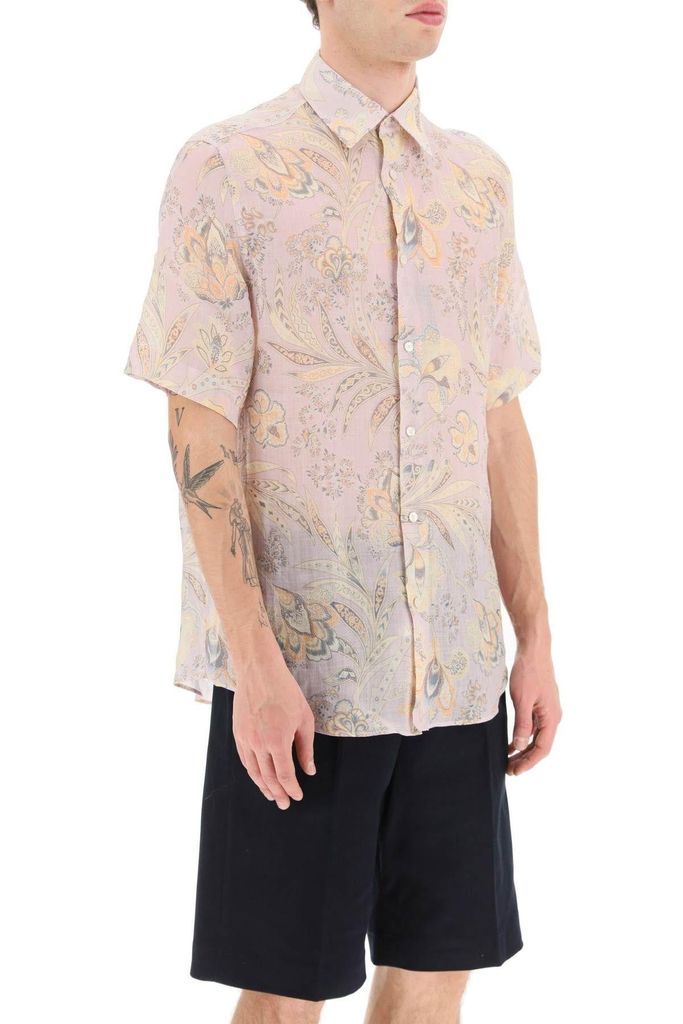 Short Sleeve Shirt In Floral Ramie