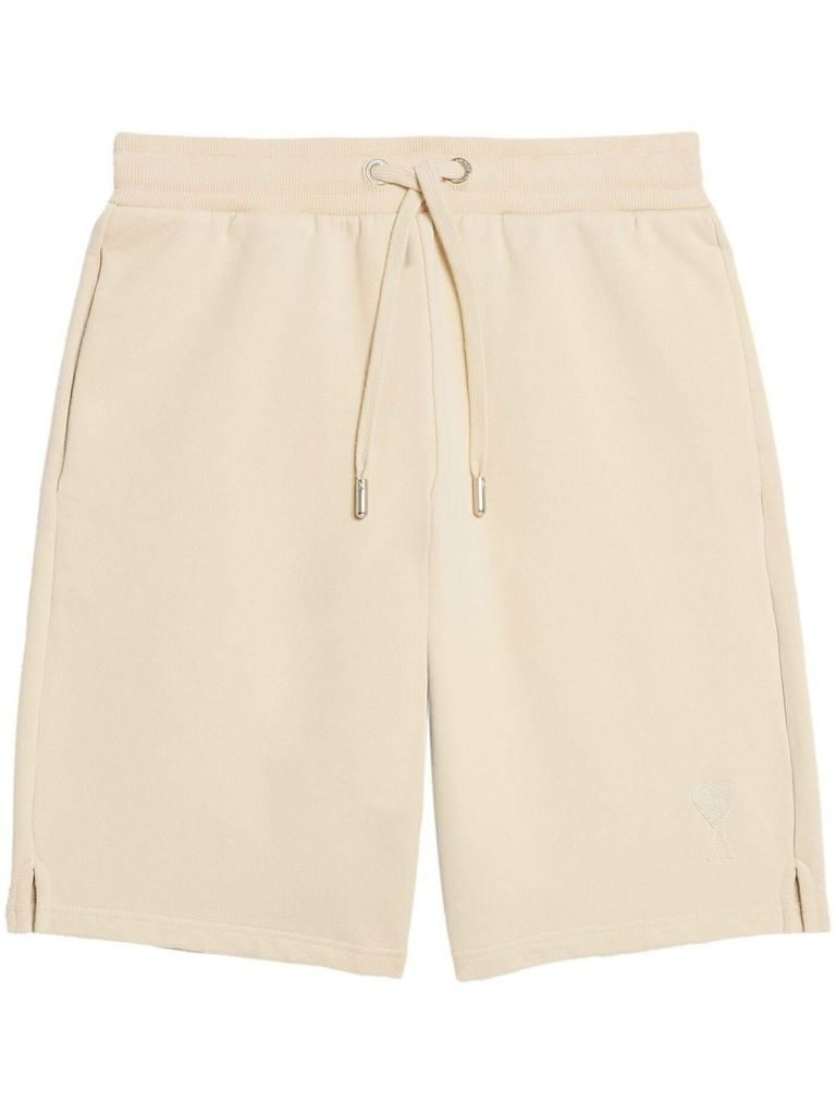 Beige Cotton Track Shorts