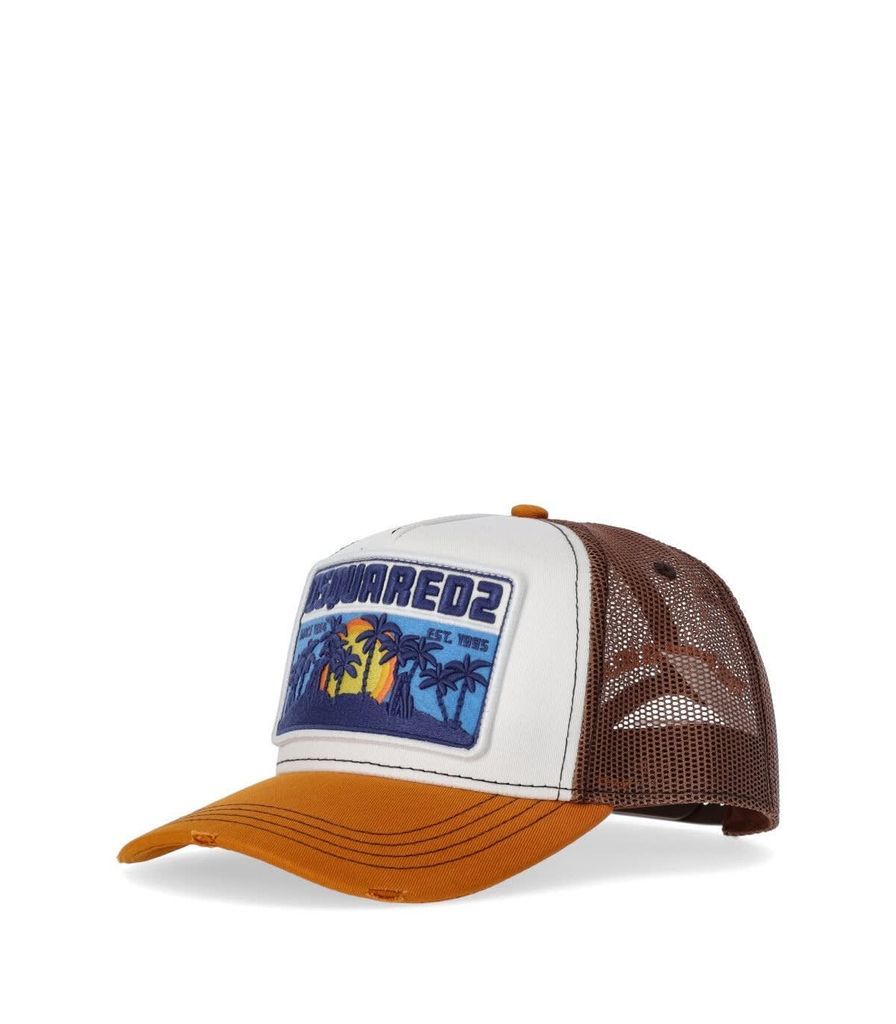D2 Patch White And Brown Baseball Cap