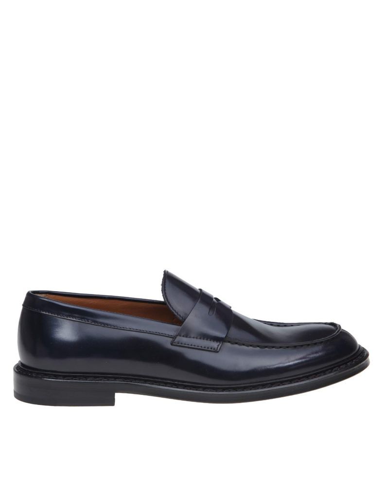 Loafers In Blue Brushed Calfskin