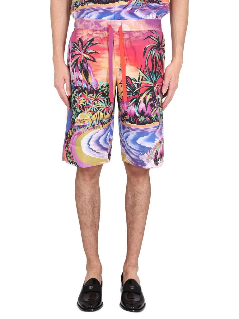 Bermuda Shorts With Hawaii Print