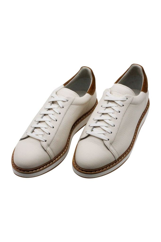 Light Sneaker In Grained Calfskin With Suede Details And Very Light Micron Sole