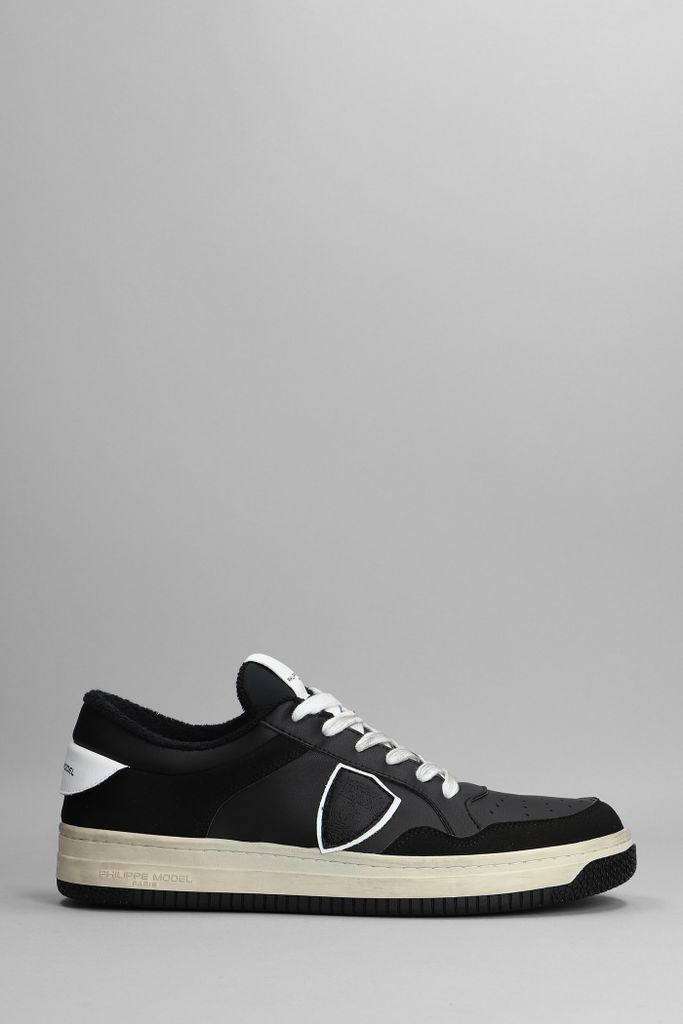 Lyon Sneakers In Black Suede And Leather