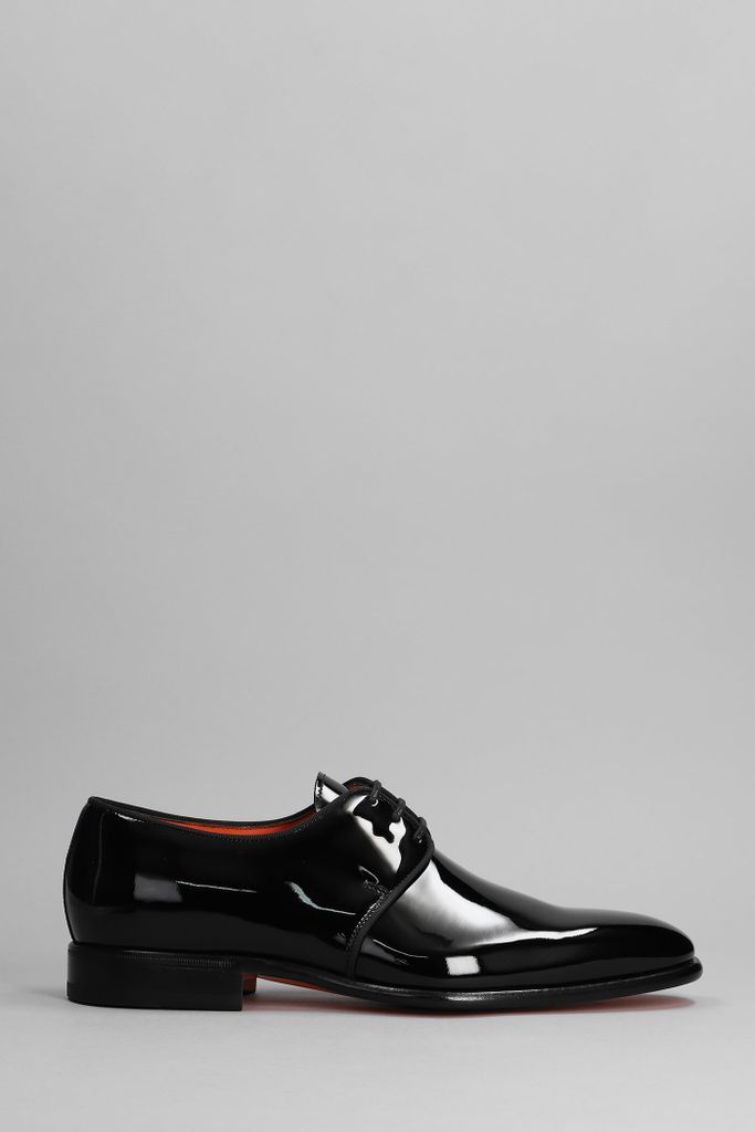 Isogram Lace Up Shoes In Black Patent Leather