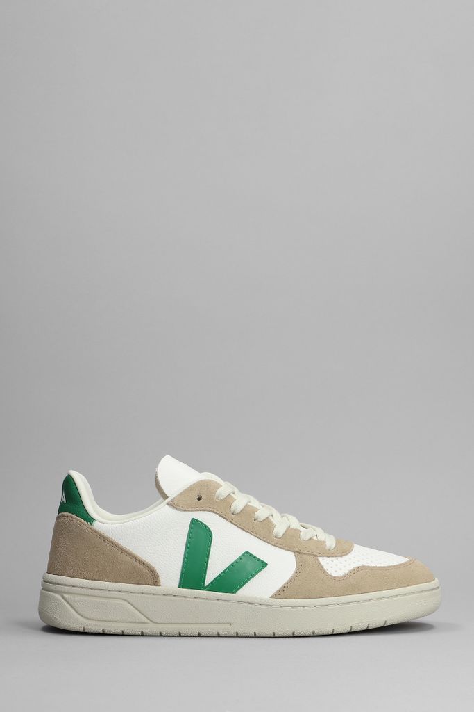 V-10 Sneakers In White Suede And Leather