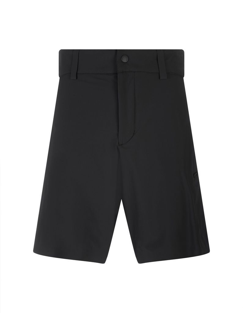Black Nylon Bermuda Shorts With Logo