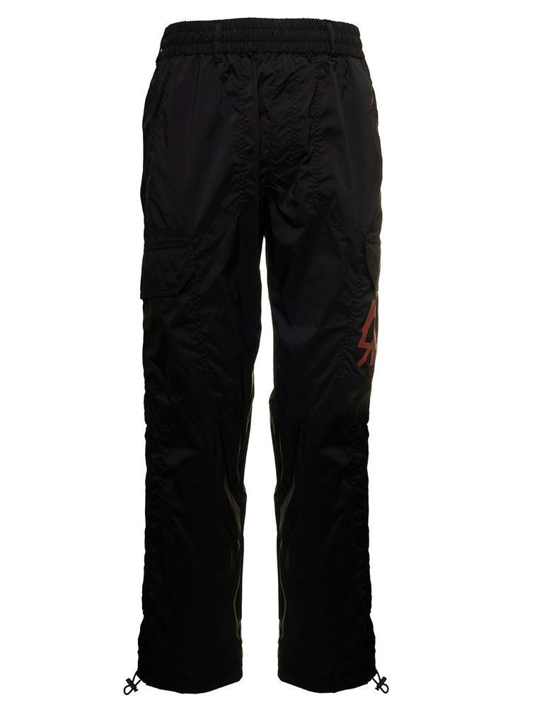 Black Nylon Cargo Combat Pants With Logo 44 Label Group Man