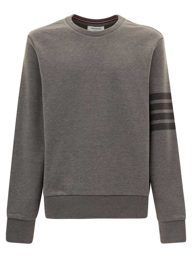 Relaxed Fit Grey Crewneck Sweatshirt With 4 Bar Cotton Man Thom Browne