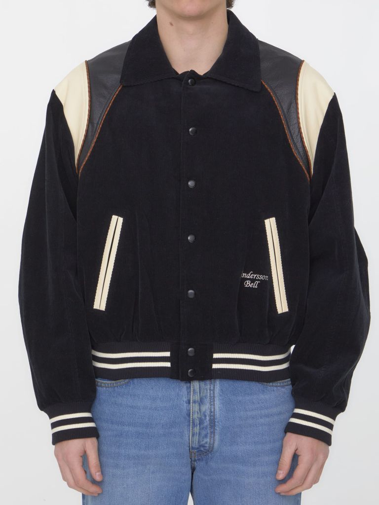 Varsity Jacket In Corduroy And Leather