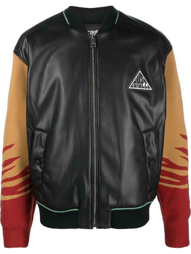 Black Faux Leather Bomber Jacket