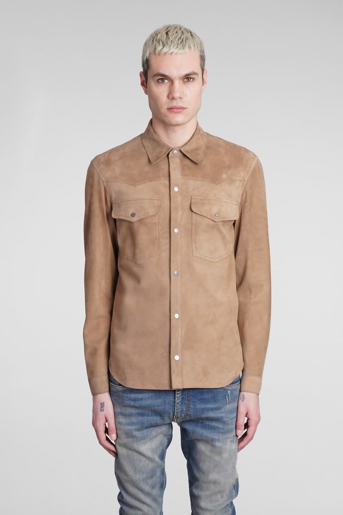 Shirt In Beige Leather