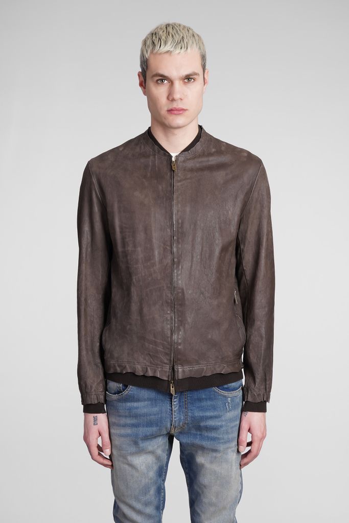 Casual Jacket In Brown Leather