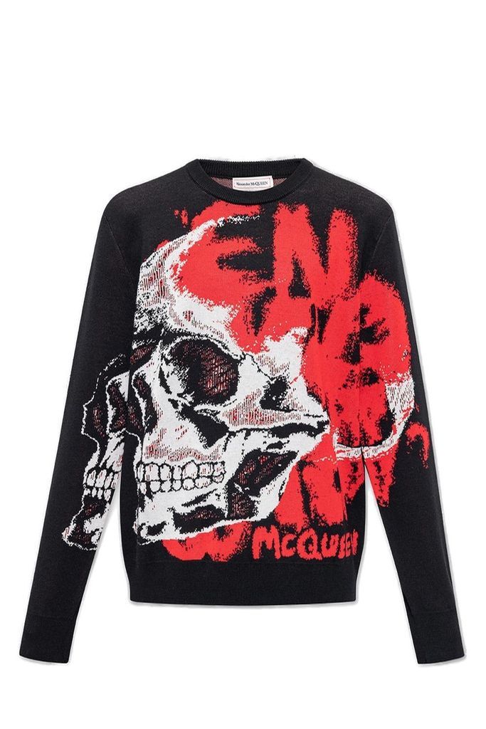 Graphic Skull Embroidery Sweater