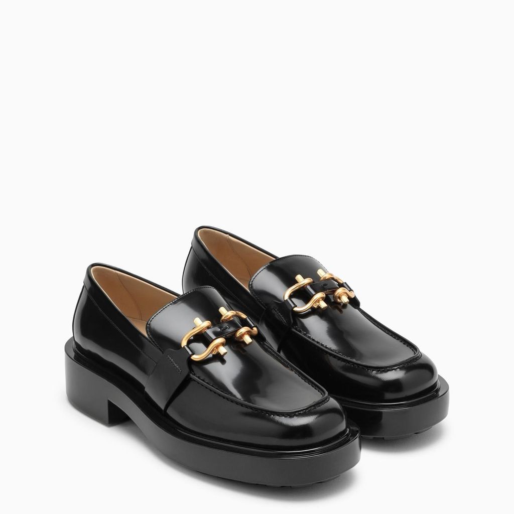Black Leather Clamp Loafer