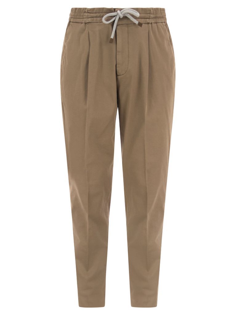 Leisure Fit Trousers With Drawstring And Darts