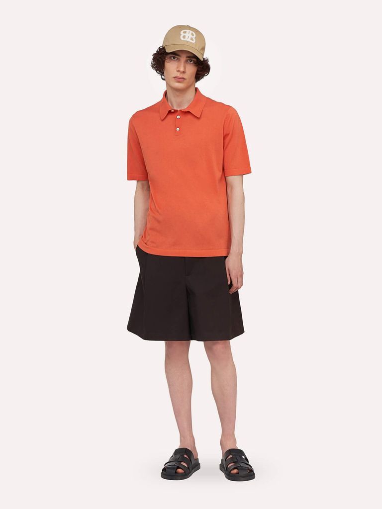 Ultralight Cotton Polo Shirt In Orange Mercury