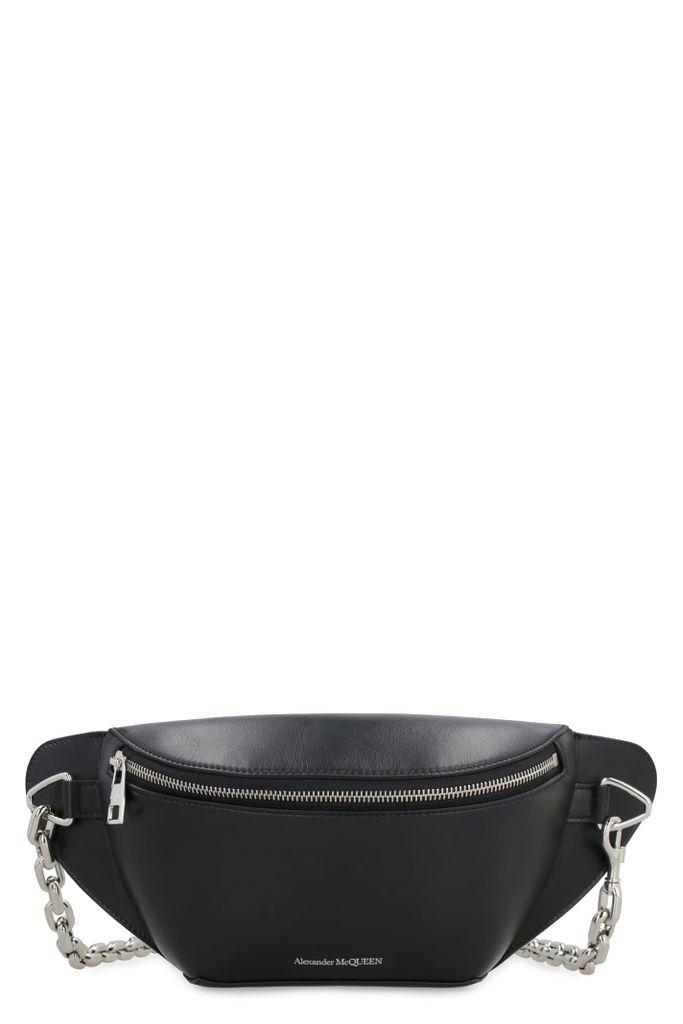 Biker Leather Belt Bag With Logo