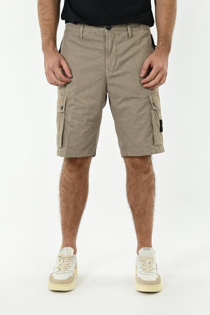 Cargo Bermuda In Brushed Cotton Canvas