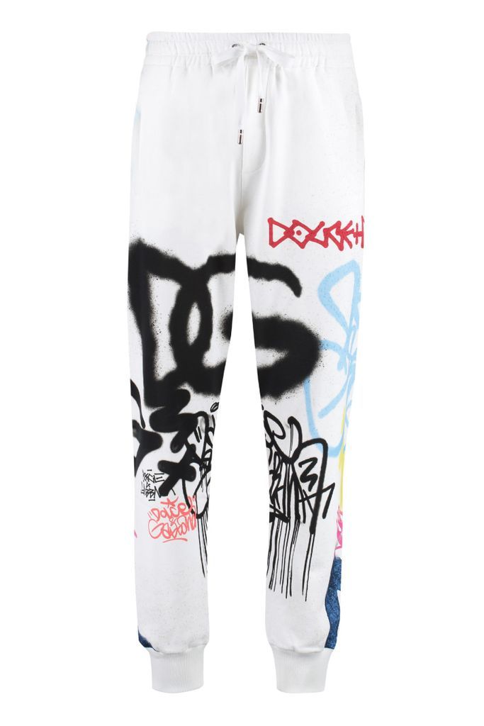 Cotton Track-pants With Graffiti Spray Print