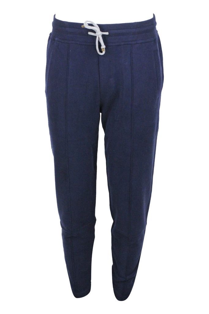 Cotton Joggers With Drawstring Waist With Stripe In The Front