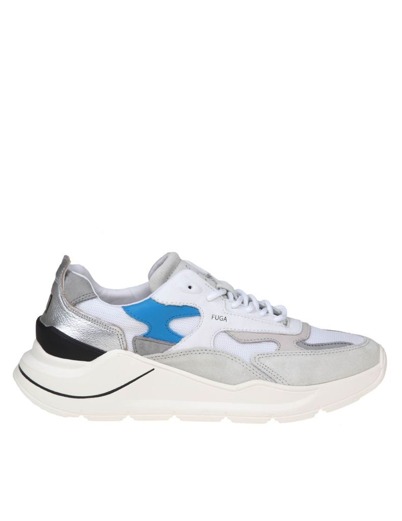 Fuga Sneakers In White/silver Leather And Fabric
