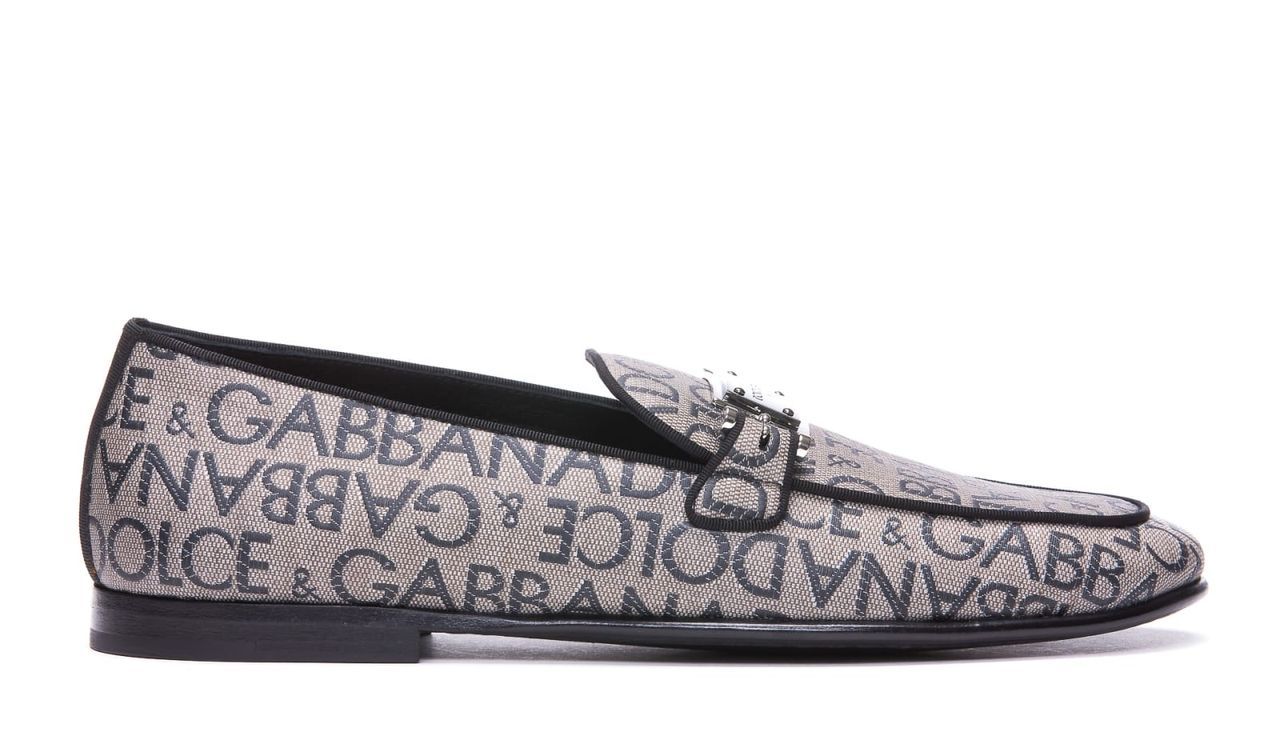 Jacquard Loafers With Logo Plaque