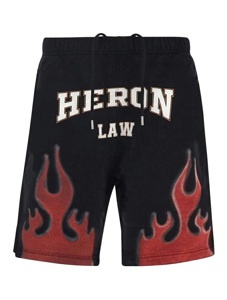 Heron Law Flames Sweatshorts Black Red