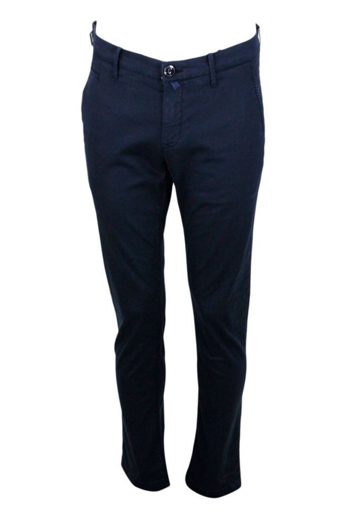 Luxury Edition Bobby Trousers In Soft Stretch Cotton With America Pockets Chinos With Button And Zip Closure And Small Logo Above The Back Pocket