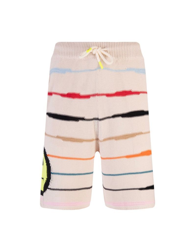 Butter Bermuda Shorts With Logo And Multicolour Stripes