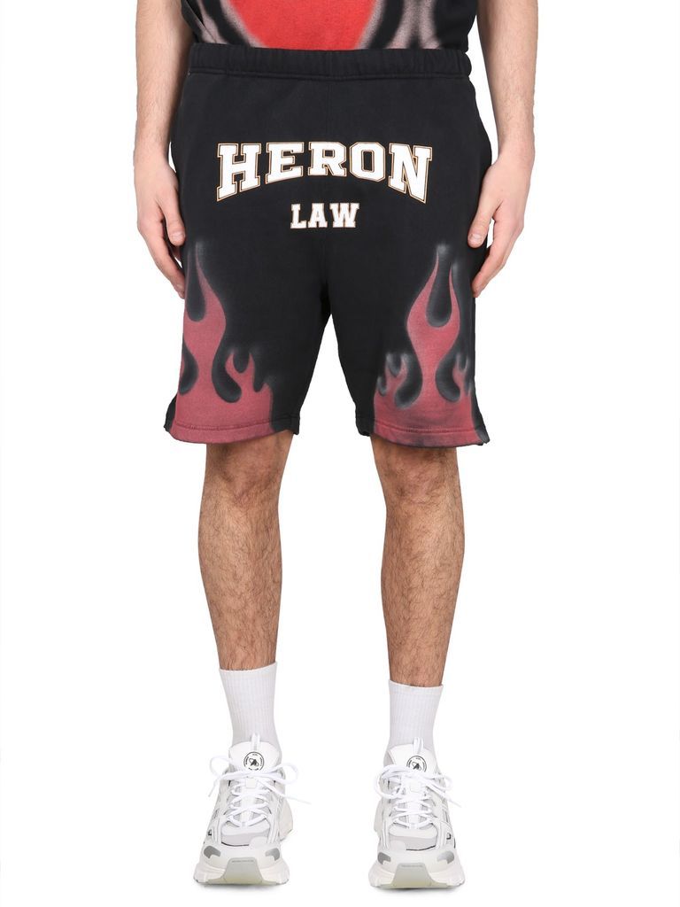 Bermuda Shorts With Flames Print