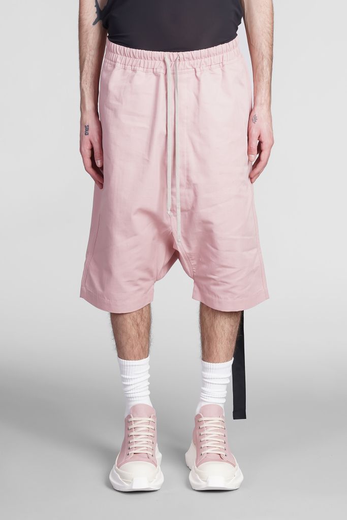 Drawstring Pods Shorts In Fuxia Cotton