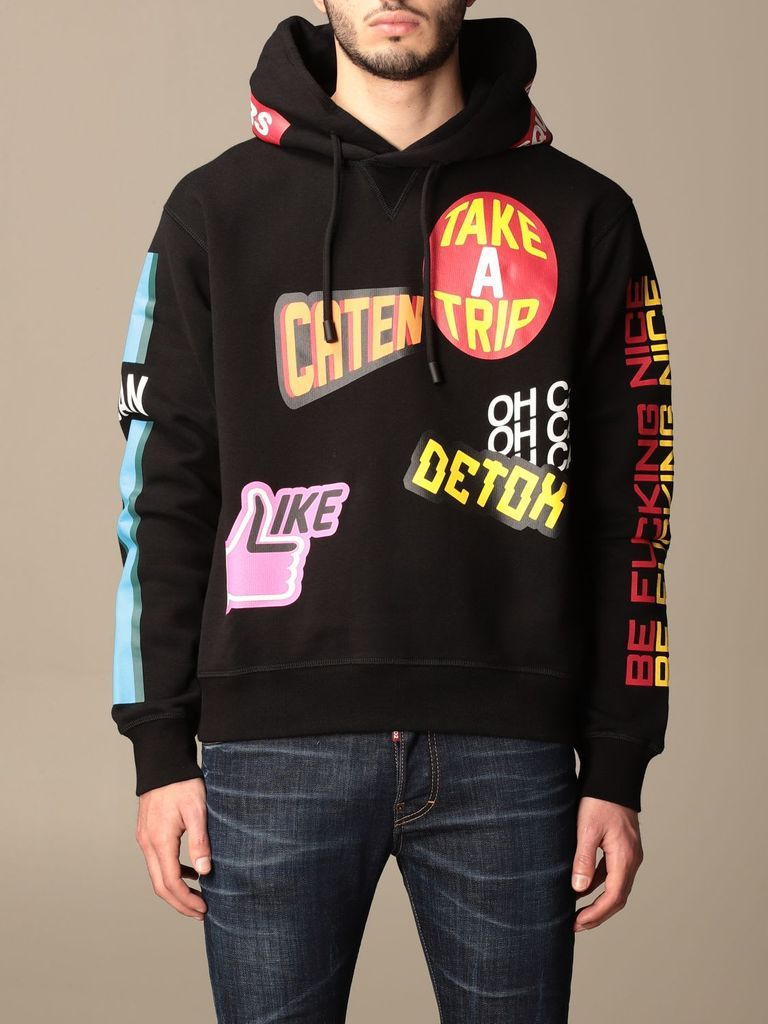 Sweatshirt Dsquared2 Cotton Sweatshirt With All-over Logo And Patches