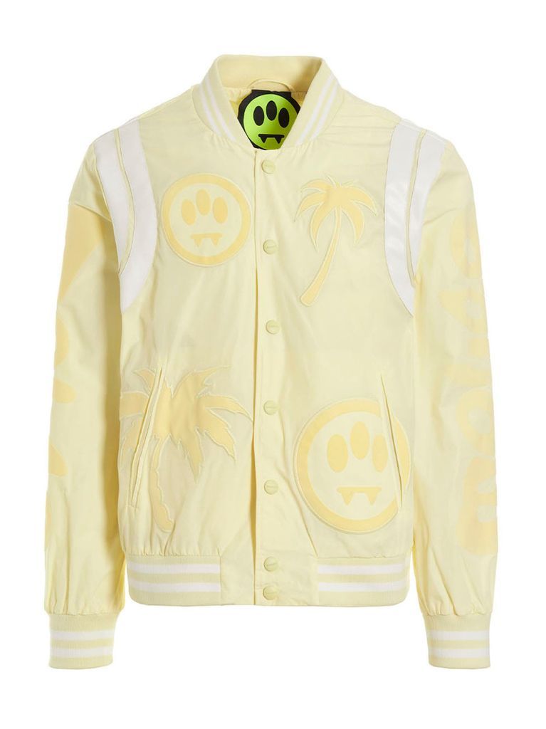 Flocked Print And Embroidery Bomber Jacket