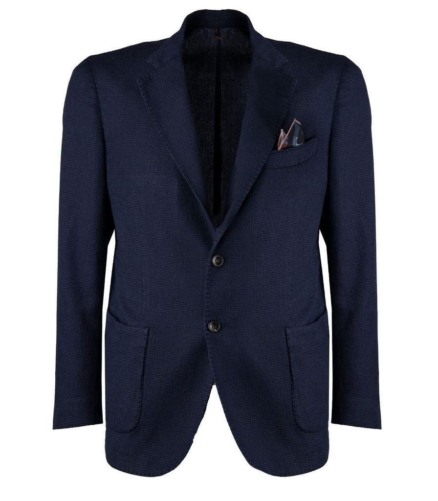 Blue Single-Breasted Suit Jacket
