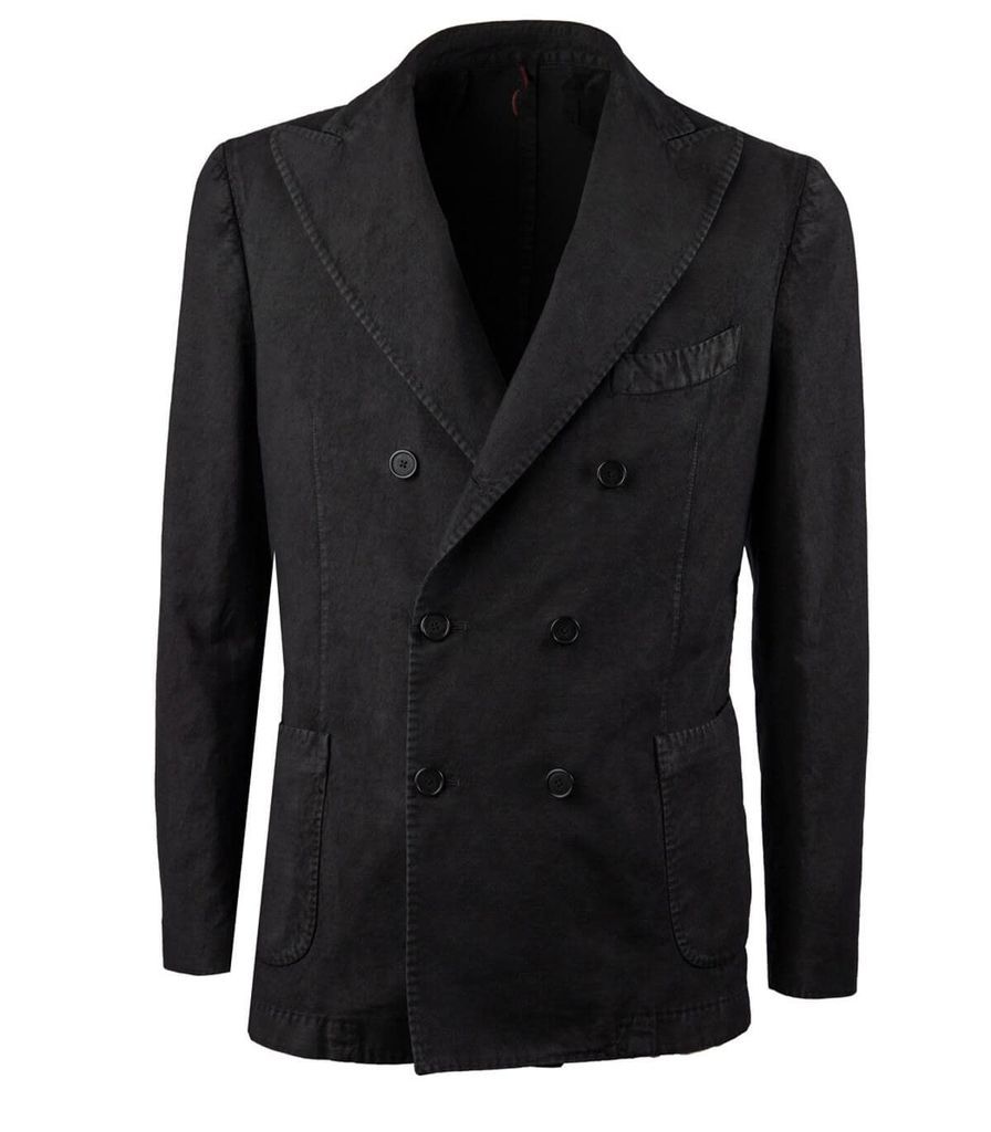 Black Vintage Double-Breasted Suit Jacket