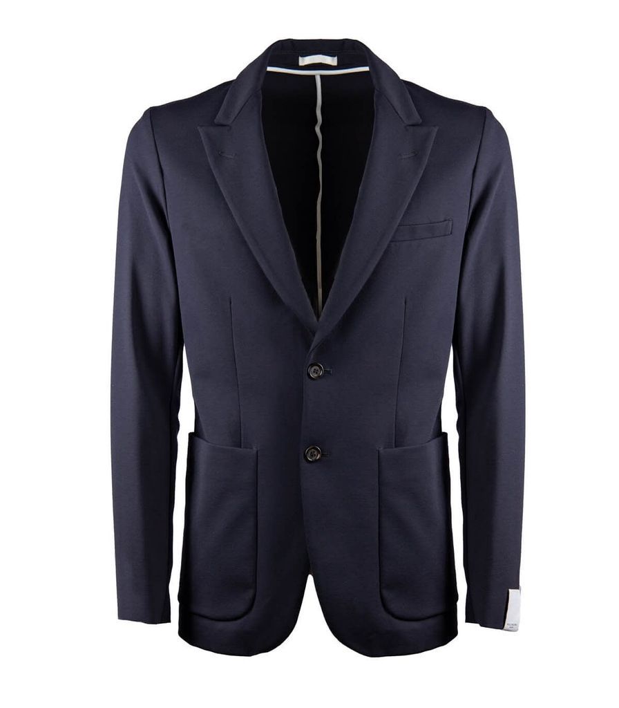 Blue Jersey Single-Breasted Suit Jacket