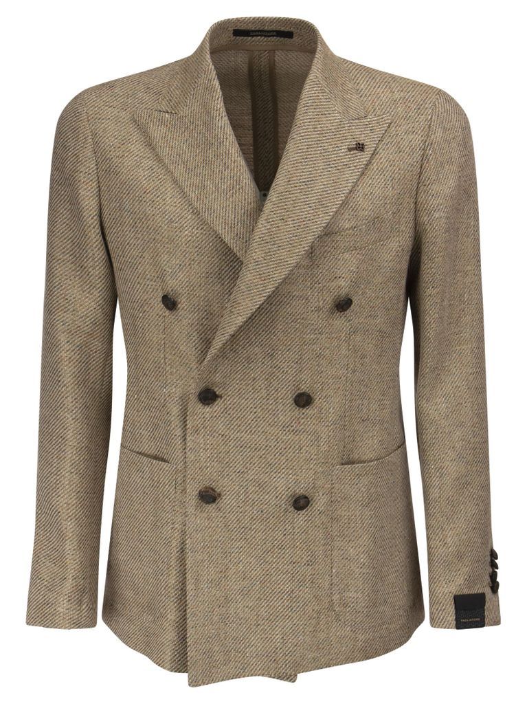 Linen And Wool Blend Double-Breasted Jacket