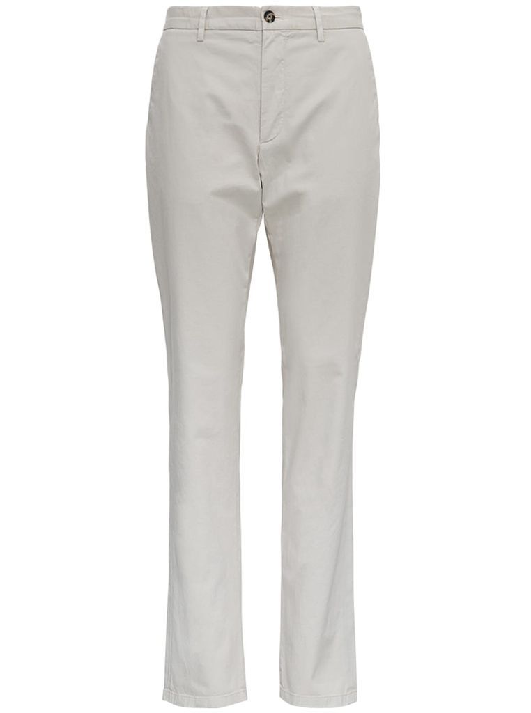 Ivory-Colored Cotton Tailored Trousers