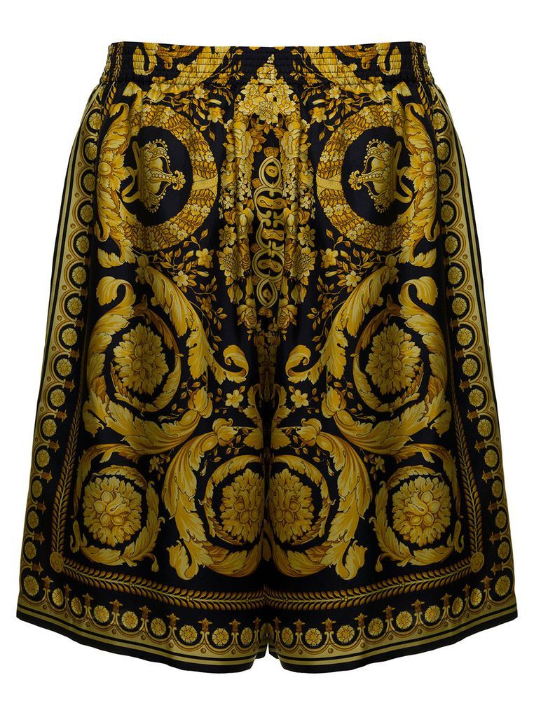 Womans Silk Baroque Printed Shorts