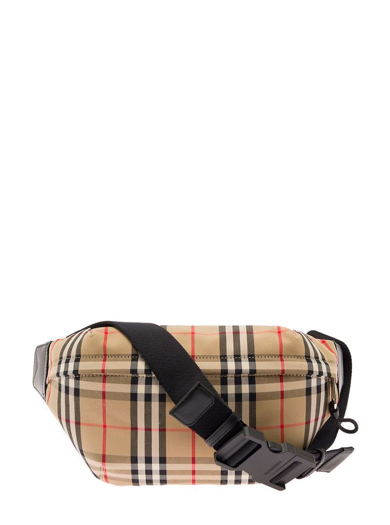 Sonny Beig Belt-Bag In Tech Canvas With Vintage Check Pattern Burberry Man