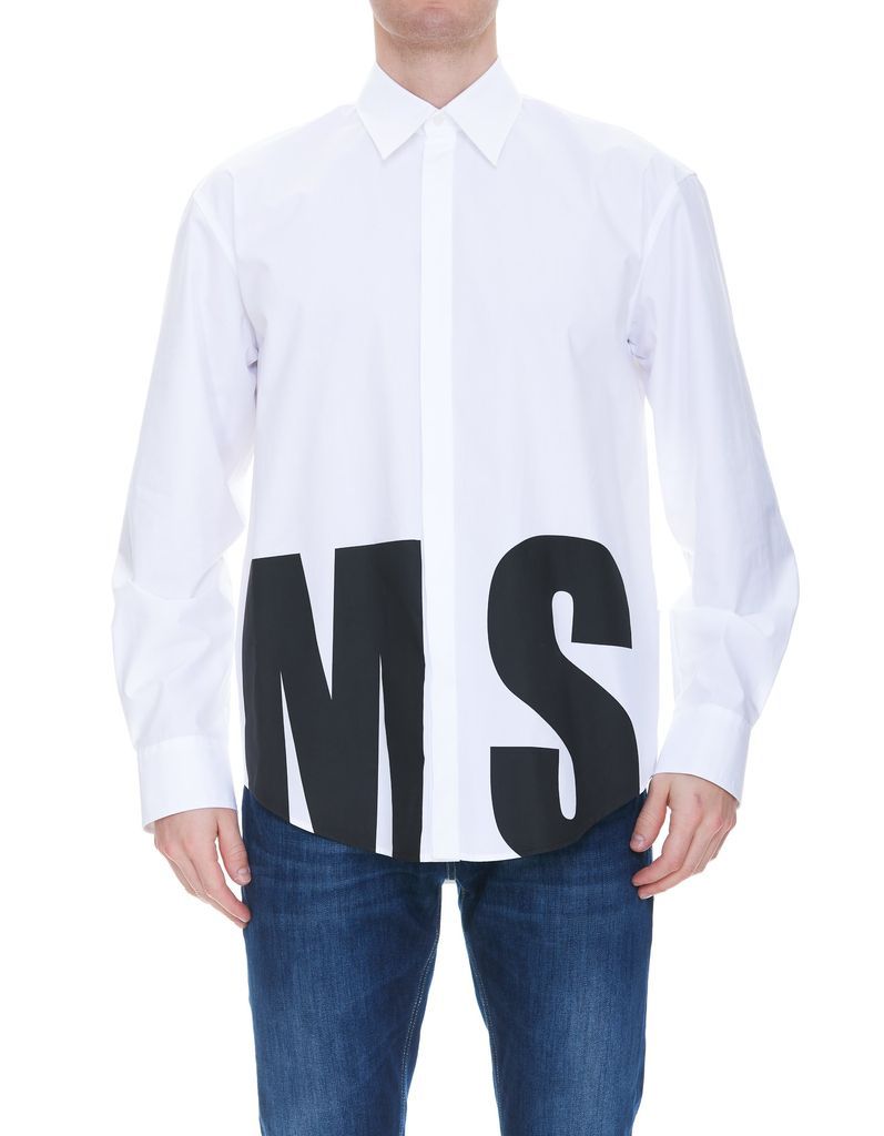 Poplin Shirt With Maxi Logo Msgm