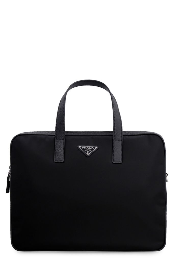 Leather And Re-Nylon Briefcase