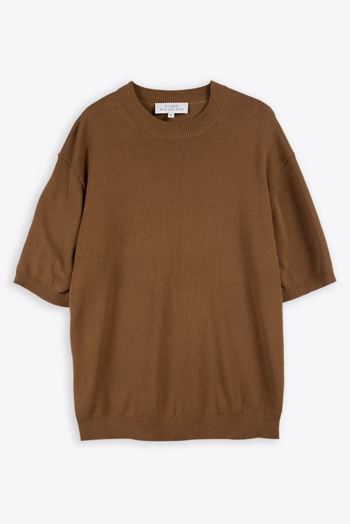 7Gg Knit T-Shirt Brown Cotton Knit T-Shirt - Sonar