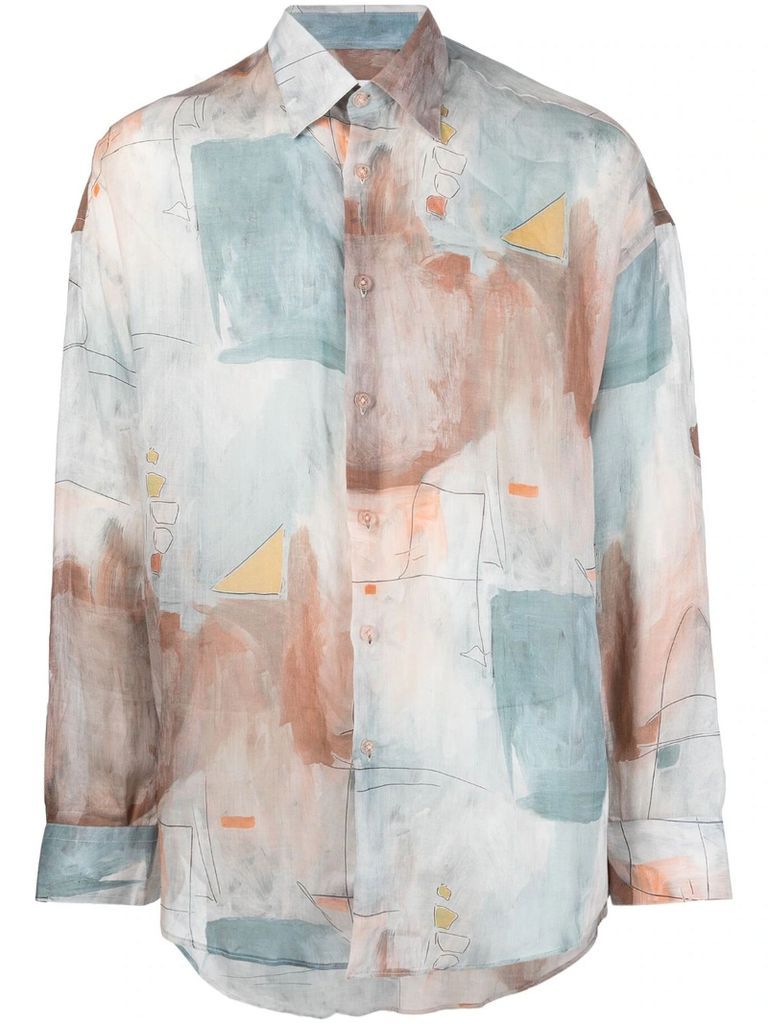 Abstract-Print Long-Sleeve Shirt