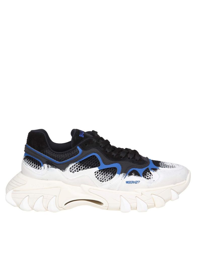 B-East Sneakers In Black And Blue Leather And Mesh